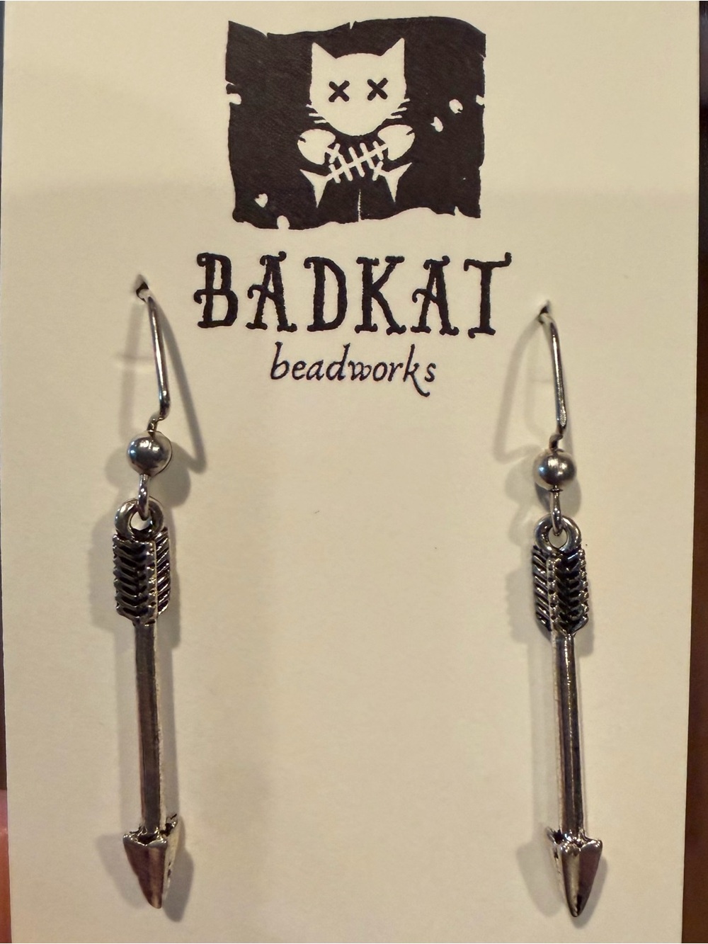 BADKAT Silver Arrow Drop Earrings